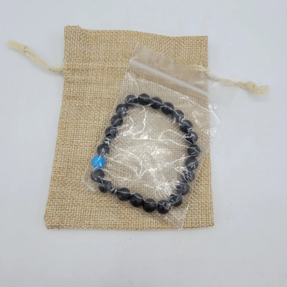 Black Matte Agate Stone Bead Stretch Yoga Bracelet New Without Tags NWT